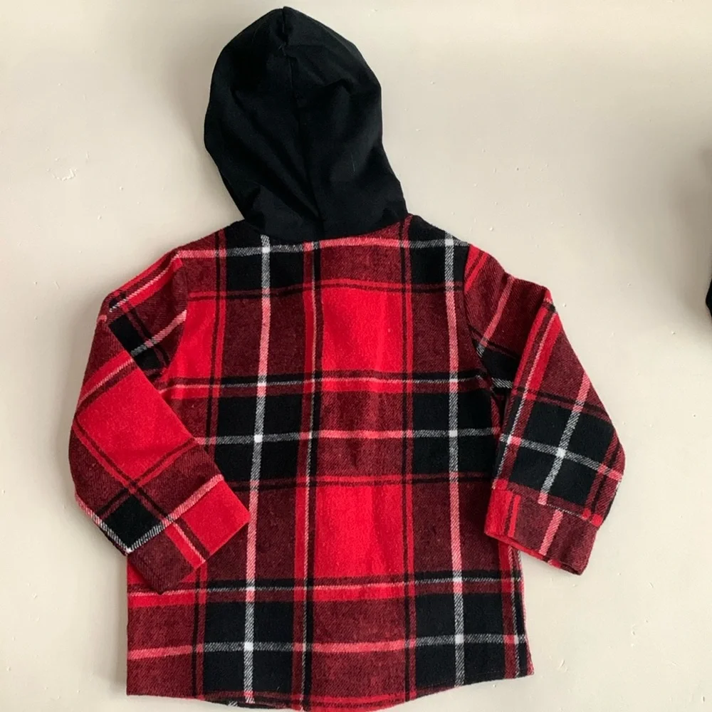 Disney Red & Black Plaid Mickey Jacket, Gray Mickey Shirt, & Black Pants 18 mo